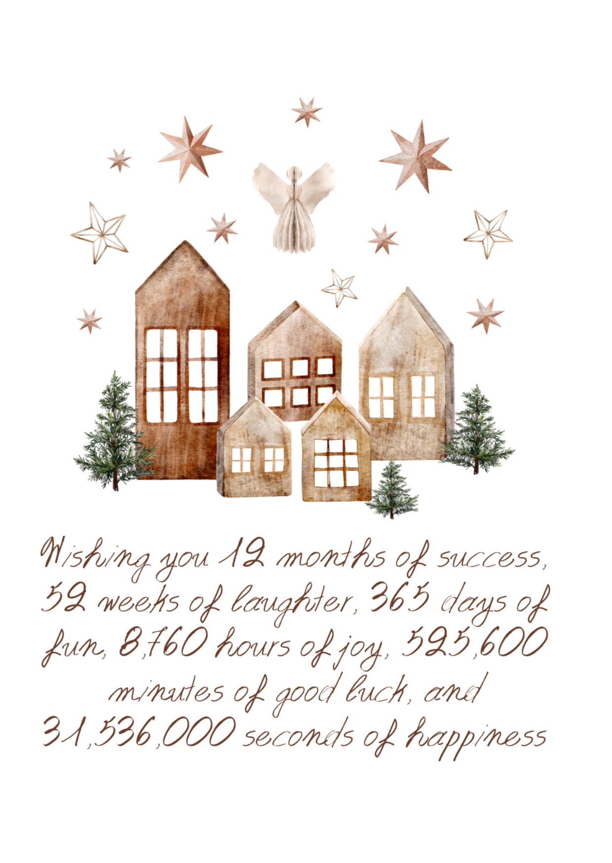 Χριστουγεννιάτικη Ευχητήρια Κάρτα με εκτύπωση "Σπιτάκια Wishing You" 10x15cm Think Gift