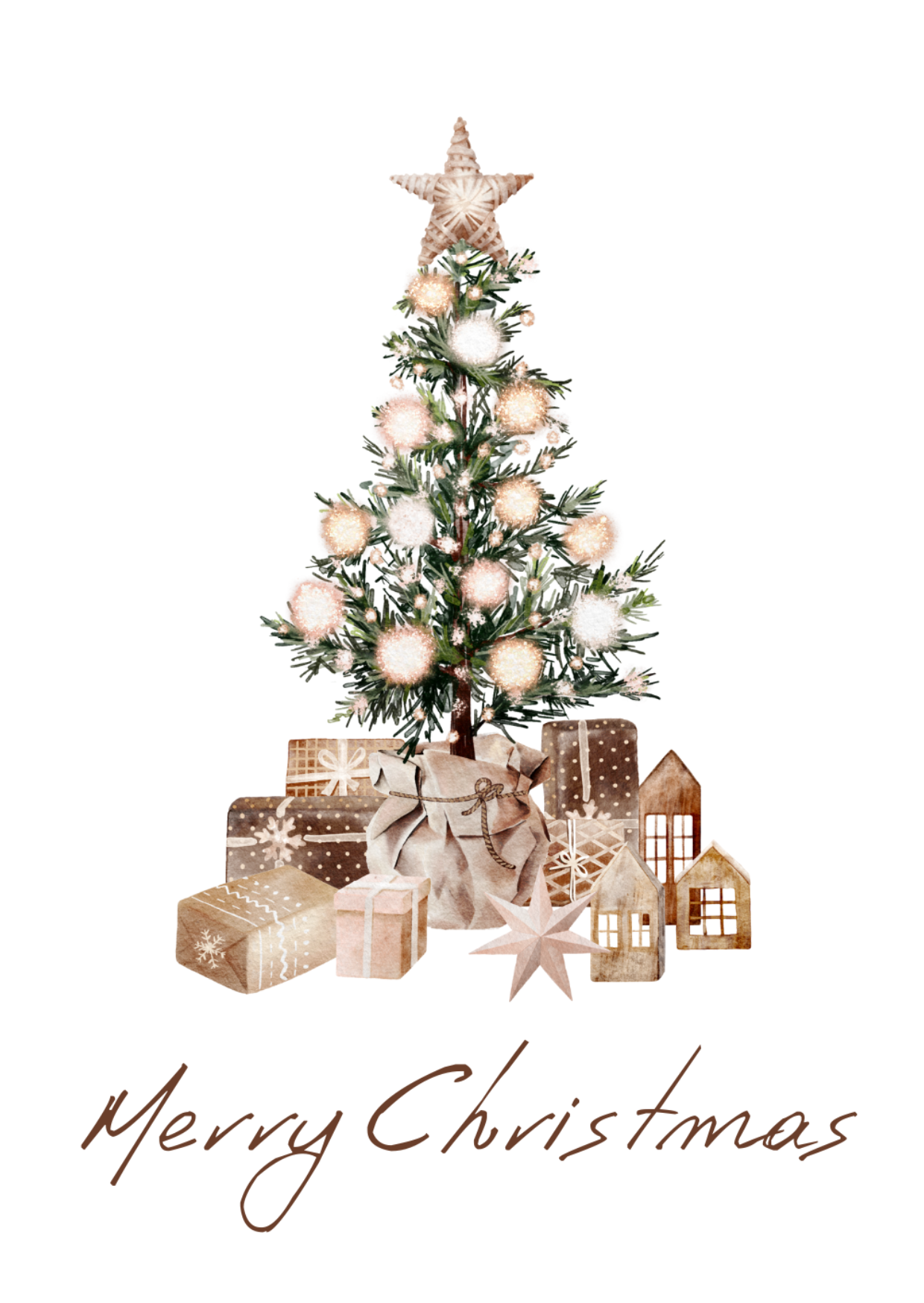 Χριστουγεννιάτικη Ευχητήρια Κάρτα με εκτύπωση "Δέντρο Merry Christmas" 10x15cm Think Gift