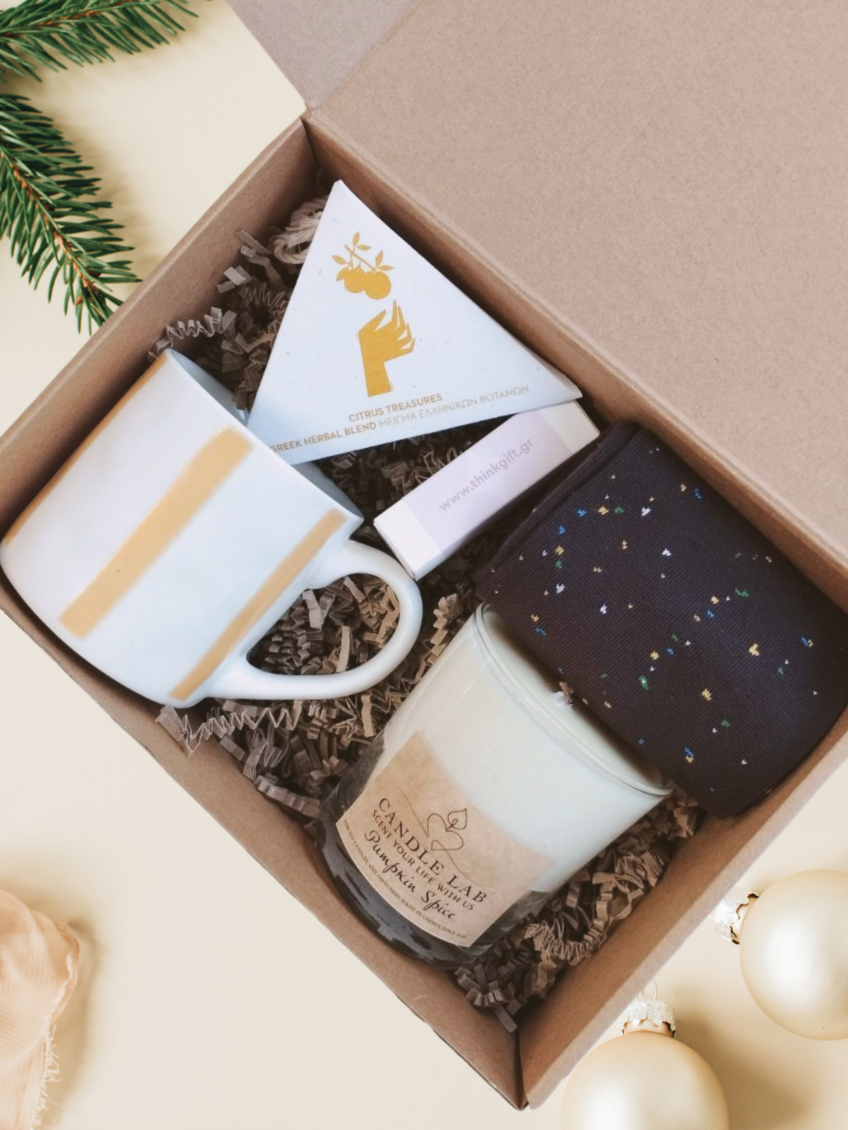 The Yellow Stripes Cup Festive Giftbox Think Gift