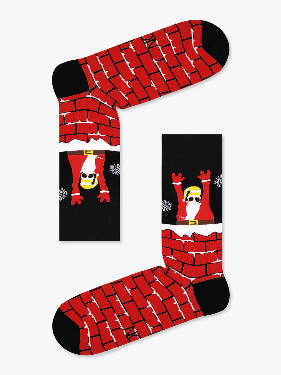 Χριστουγεννιάτικες Κάλτσες Βαμβακερές Santa Down The Chimney NODO