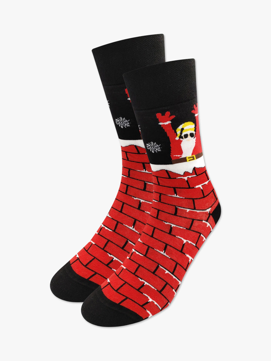 Χριστουγεννιάτικες Κάλτσες Βαμβακερές Santa Down The Chimney NODO